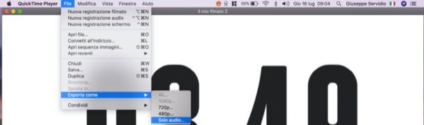 Trasformare video in audio su Mac