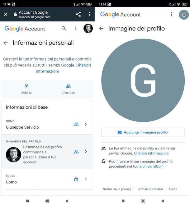 Togliere foto dall'account Google da mobile