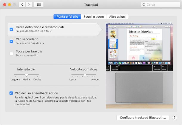 Preferenze di Sistema trackpad macOS