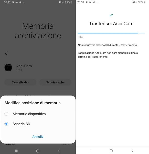 Trasferire app su scheda SD Samsung con la procedura standard