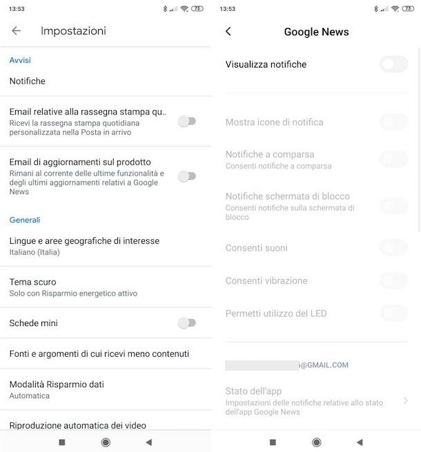 Notifiche Google news