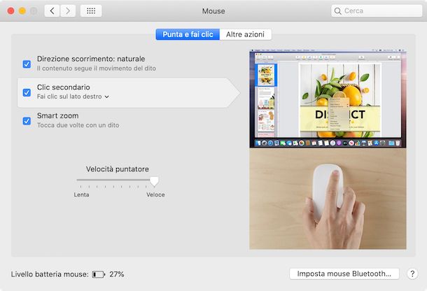 Preferenze di Sistema mouse macOS