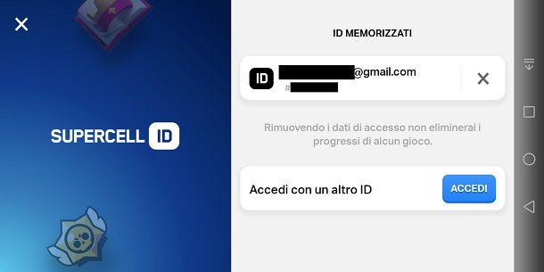 Accedere con un altro Supercell ID