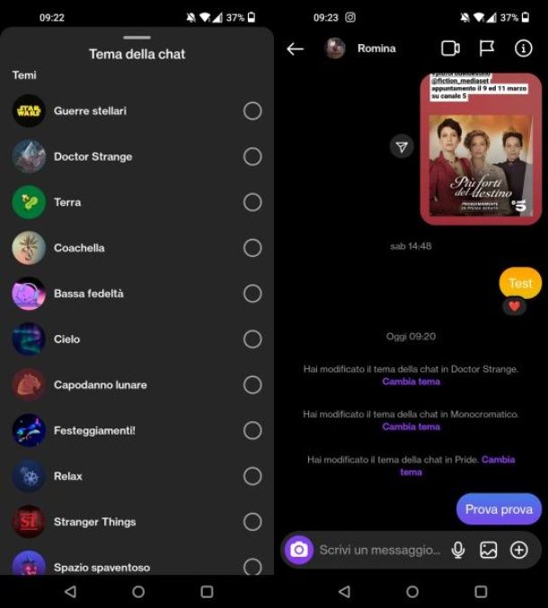 Come cambiare tema delle chat su Instagram