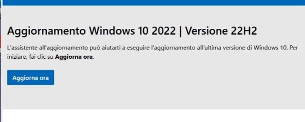 Come aggiornare Windows 10 alla versione 22H2
