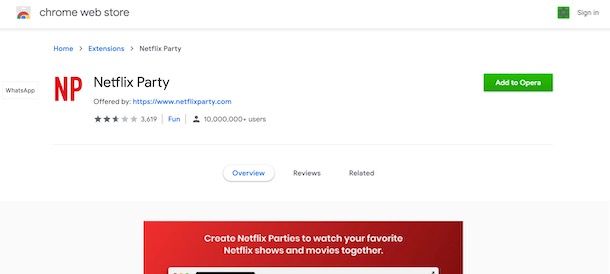 Installare Netflix Party su Opera