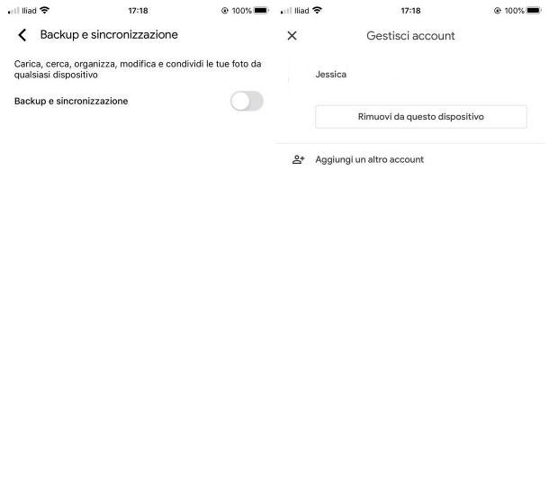 Come eliminare account Google Foto