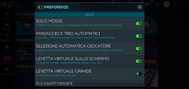 Impostazioni di gioco FIFA