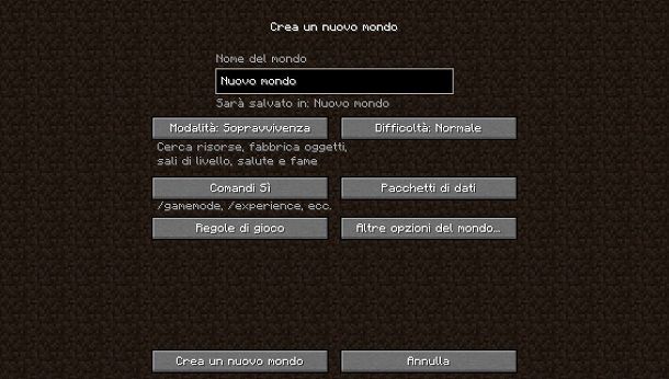 Console su Minecraft JE