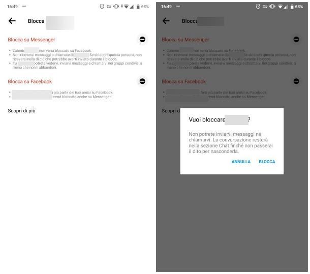 Come bloccare messaggi Messenger