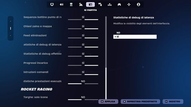 Fortnite vedere Ping PC