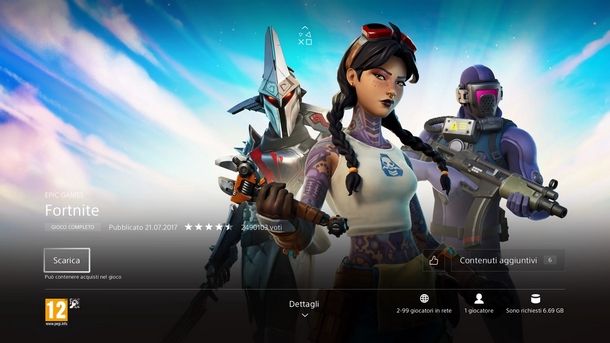 Attendere download e installazione di Fortnite su PS4