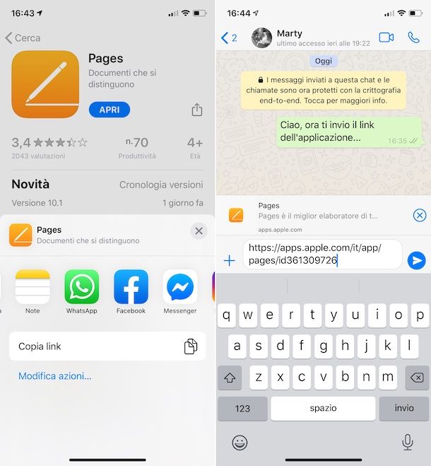 Invio applicazioni WhatsApp su iPhone