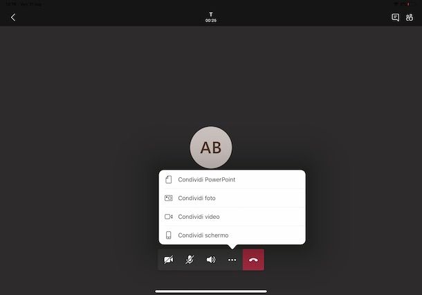 Come condividere lo schermo su Teams da iPad