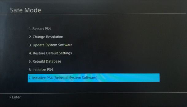 Installazione del software di sistema PS4 da modalità provvisoria