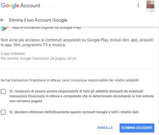 Come eliminare account Google Foto