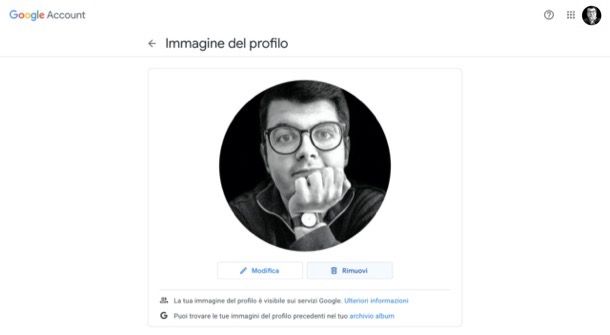 Togliere foto dall'account Google da computer