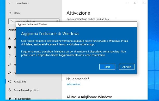 Come aggiornare Windows 10 Home a Windows 10 Pro