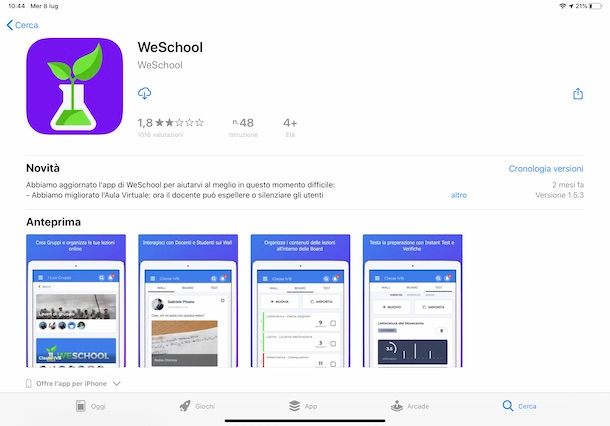 Come scaricare WeSchool su iPad
