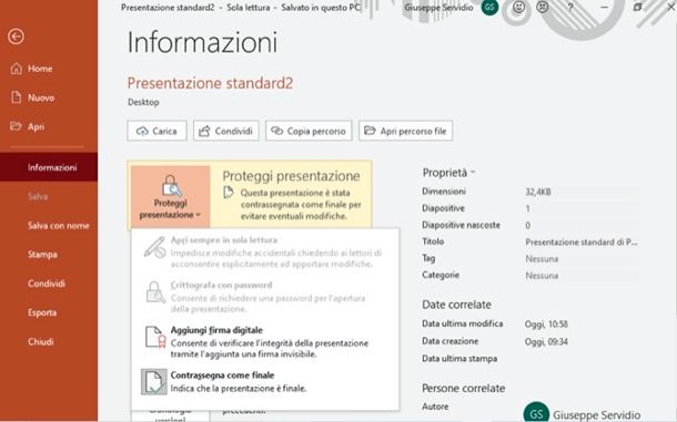 Salvare PowerPoint non modificabile