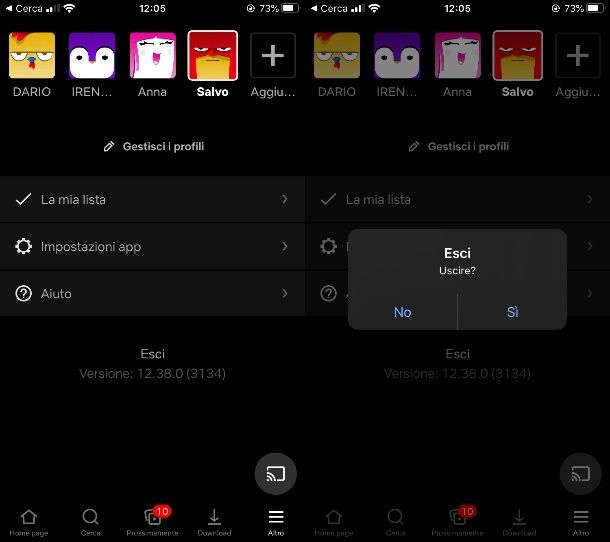 Cambiare account Netflix su iPhone