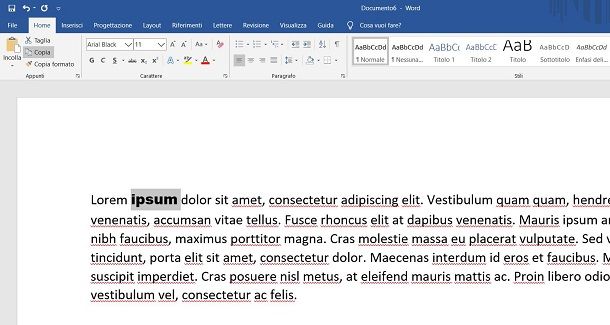 Cambiare font a una parola su Windows