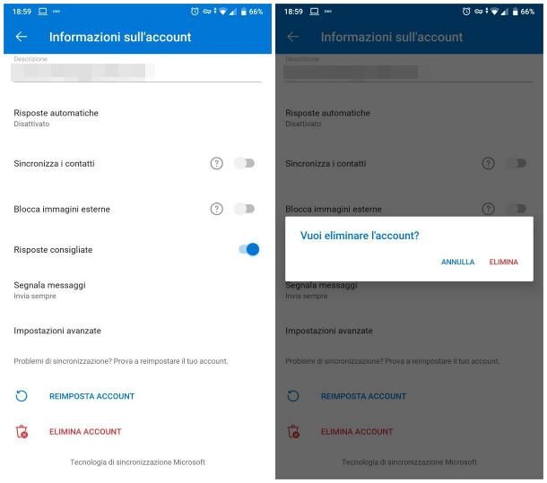 Come disconnettersi da Outlook app