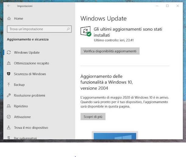 Aggiornare con Windows Update