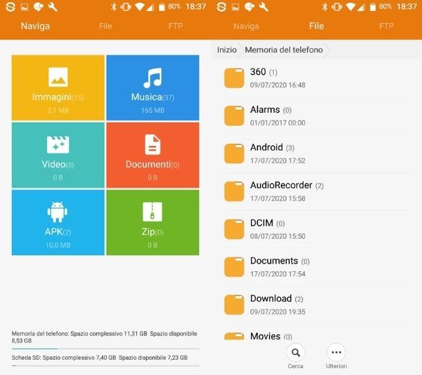 Creare cartella dal File Manager