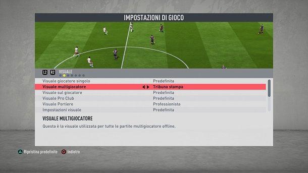 Cambiare visuale di gioco FIFA