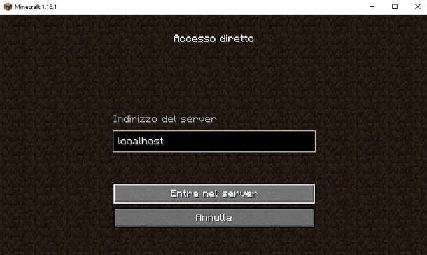Accesso diretto server Minecraft