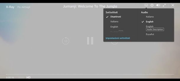 Cambiare lingua audio su Amazon Prime Video da computer