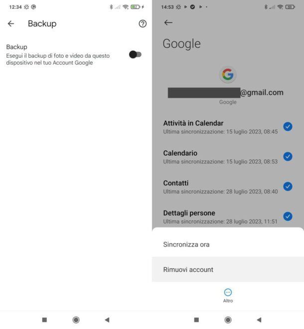 Disattivare backup Google Foto