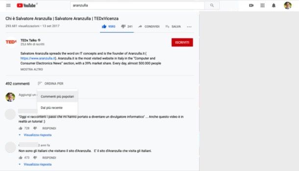 Leggere commenti YouTube PC