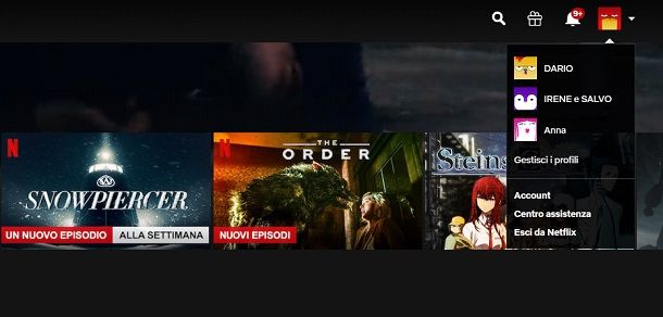 Uscire dall'account Netflix da PC