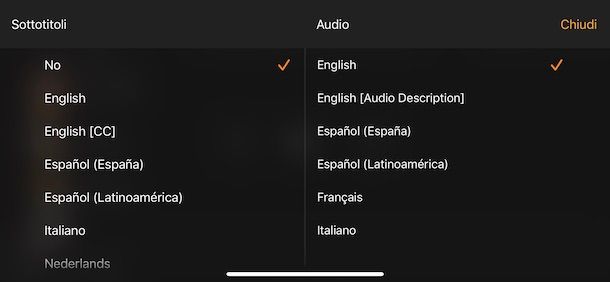 Impostare lingua audio su Prime Video da app