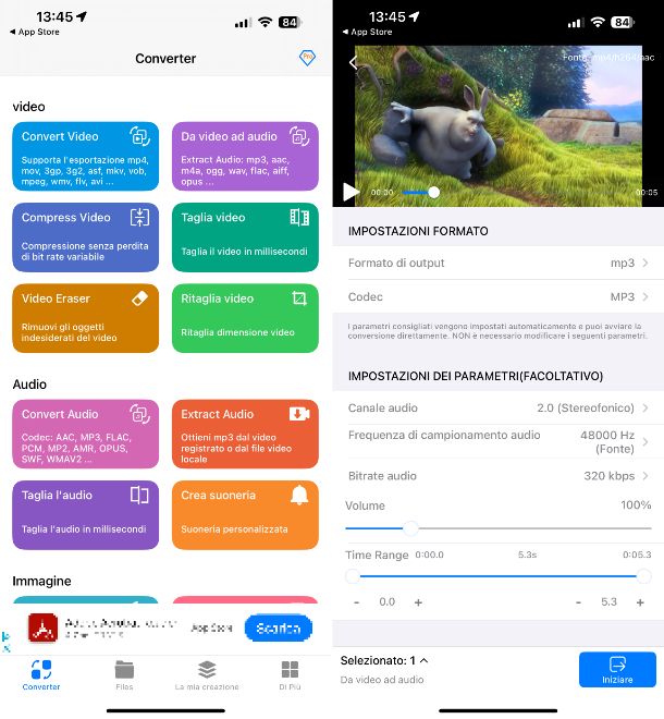 Convertitore video — estrarre mp3