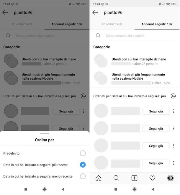 Come vedere chi segue una persona su Instagram in ordine cronologico