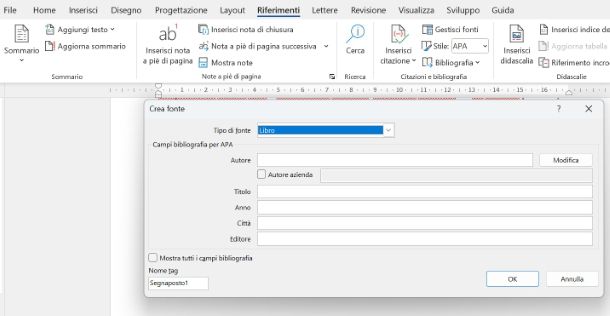 Come inserire le note bibliografiche su Word