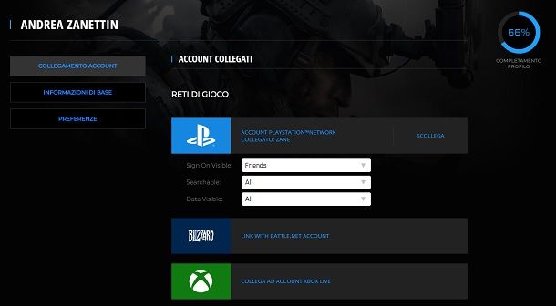 Collegamento account Warzone