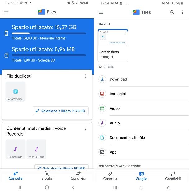 Spostare file su scheda SD Samsung con Files di Google