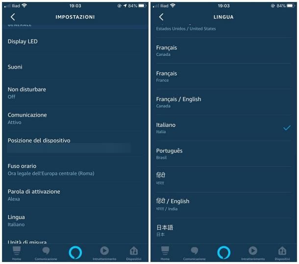 Come aggiornare Alexa in italiano