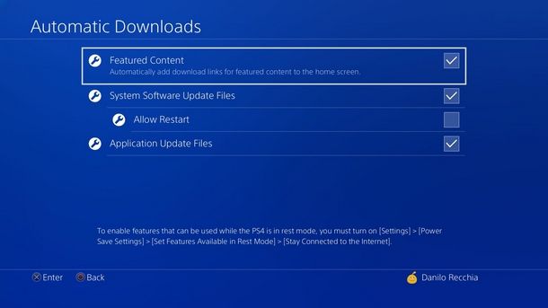 Attivare la funzione di download automatica degli aggiornamenti su PS4