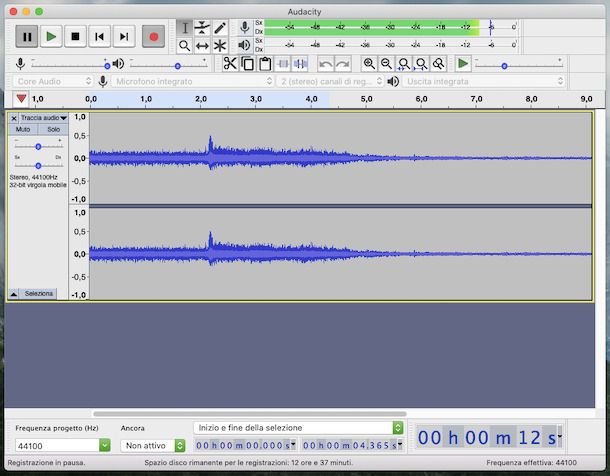 Registrare audio con Audacity