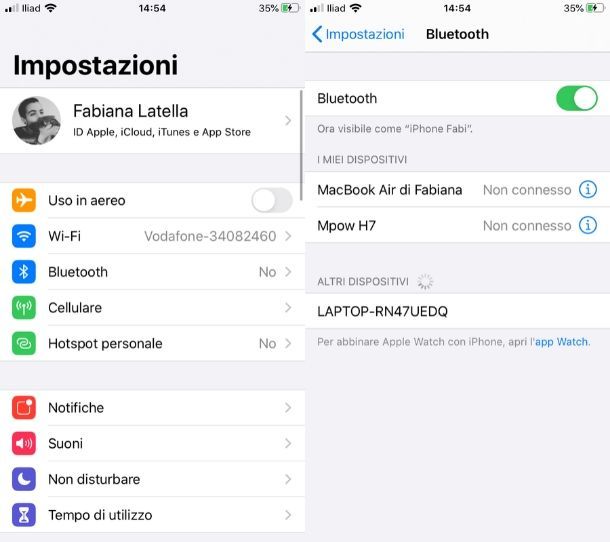 Screenshot Impostazioni