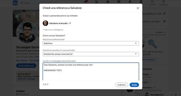 Chiedere segnalazioni su LinkedIn