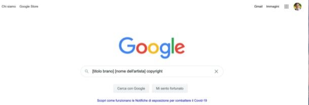 Cercare canzone su Google protetta da copyright