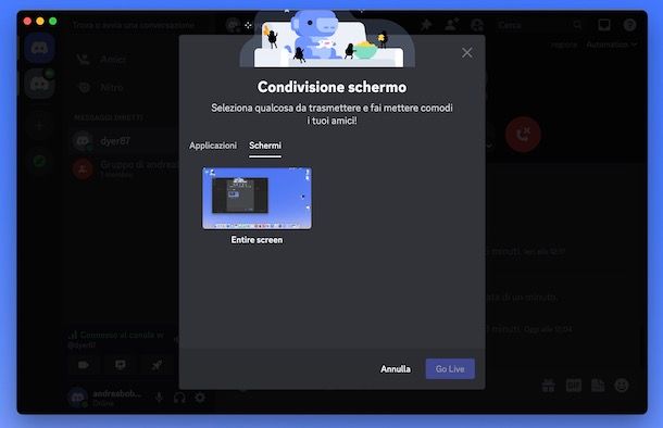 Condivisione schermo Discord