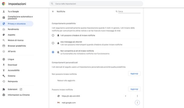 Attivare notifiche desktop browser Gmail
