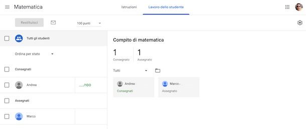 Come correggere e restituire compiti su Classroom